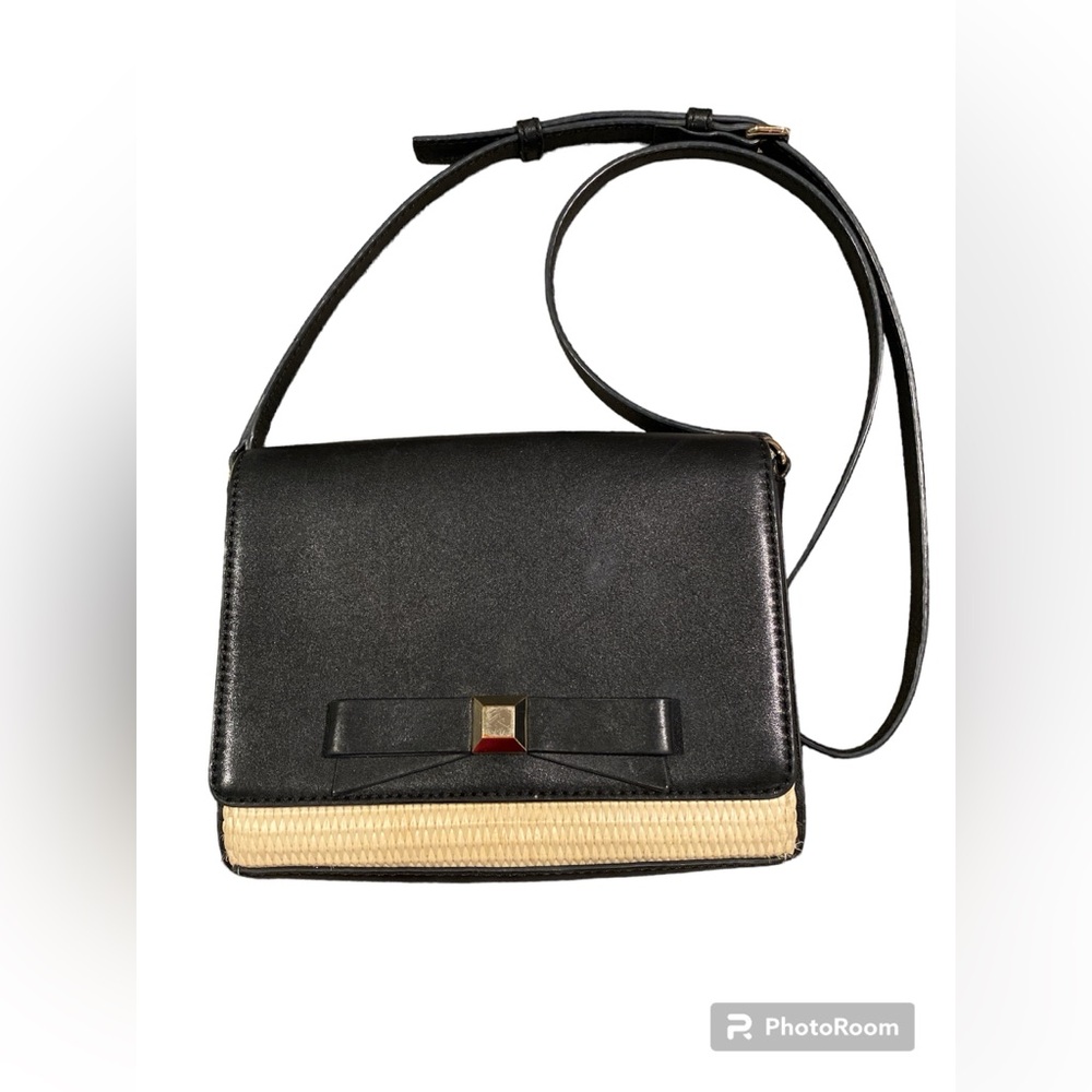 Kate Spade Holly Street Straw Rubie Tan and Black Crossbody Purse